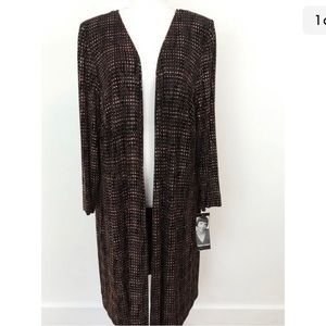 Donna Ricco 24WP Open Front Duster Black & Gold Sparkle Cocktail Evening Jacket